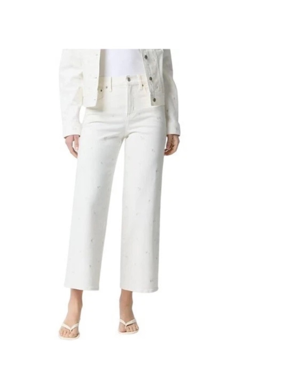 J. Crew Cream Embroidered Straight-Leg Jeans - Picture 7 of 8